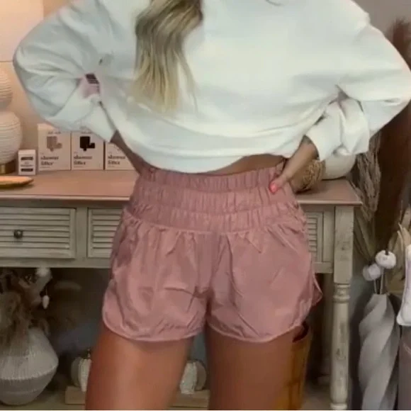 Women's Clay Color Athletic Shorts - Picture 4 of 5